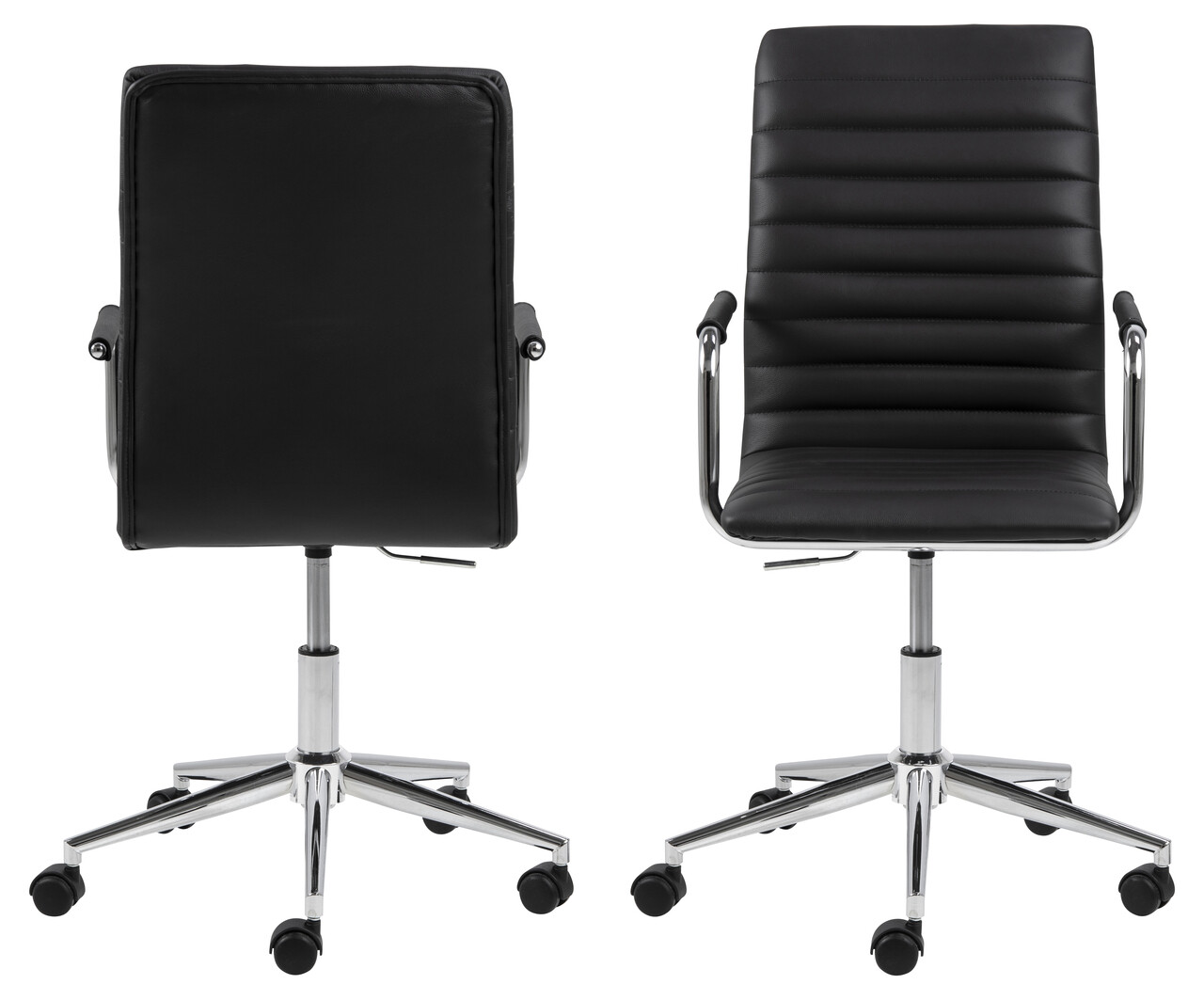 Scaun de birou Winslow, Actona, 51x58x103 cm, rotativ, piele naturala Lido/otel, negru - view 6