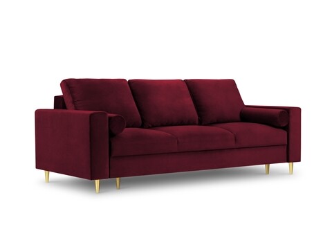 Canapea extensibila, Mimosa, Mazzini Sofas, 3 locuri, cu lada de depozitare, 220x100x92 cm, catifea, rosu