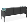 Set mobilier pentru gradina/terasa, Clary, 6 piese, otel/fibre sintetice, negru/gri