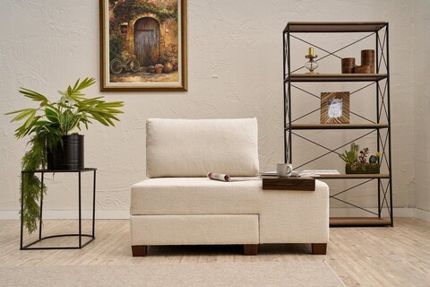 Fotoliu extensibil, Balcab Home, 825BLC4711, Lemn, Crem
