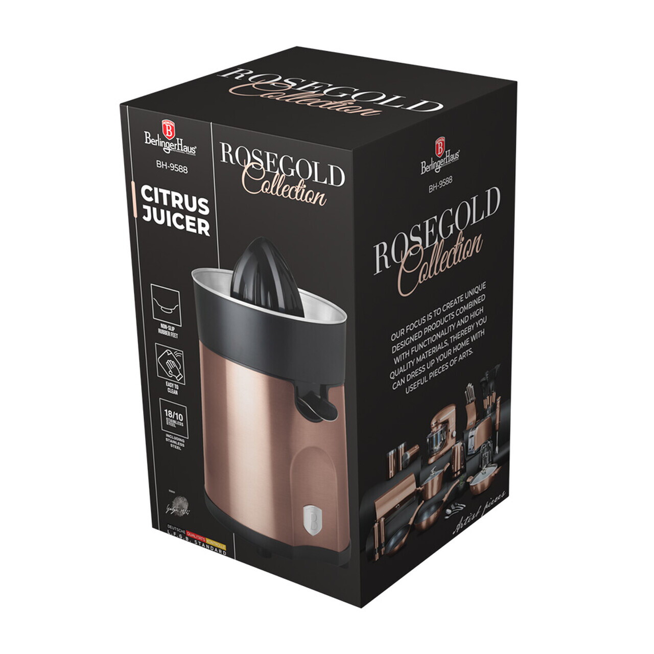 Storcator de fructe Berlinger Haus, Rose Gold, 85W, 300 ml, inox, roz/negru - imagine 13