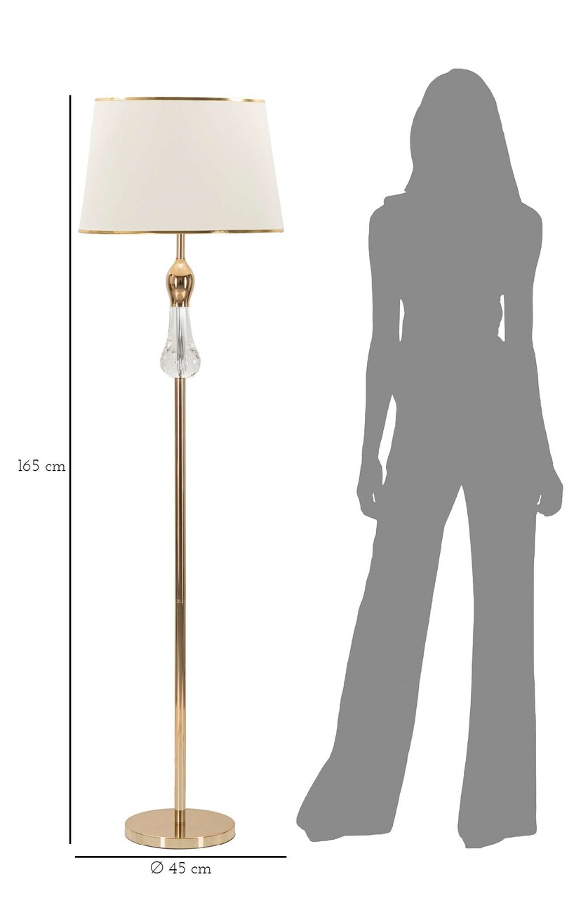 Lampadar Bratislava, Mauro Ferretti, 1 x E27, 40W, 45x165 cm, fier/sticla, auriu - 1 | YEO