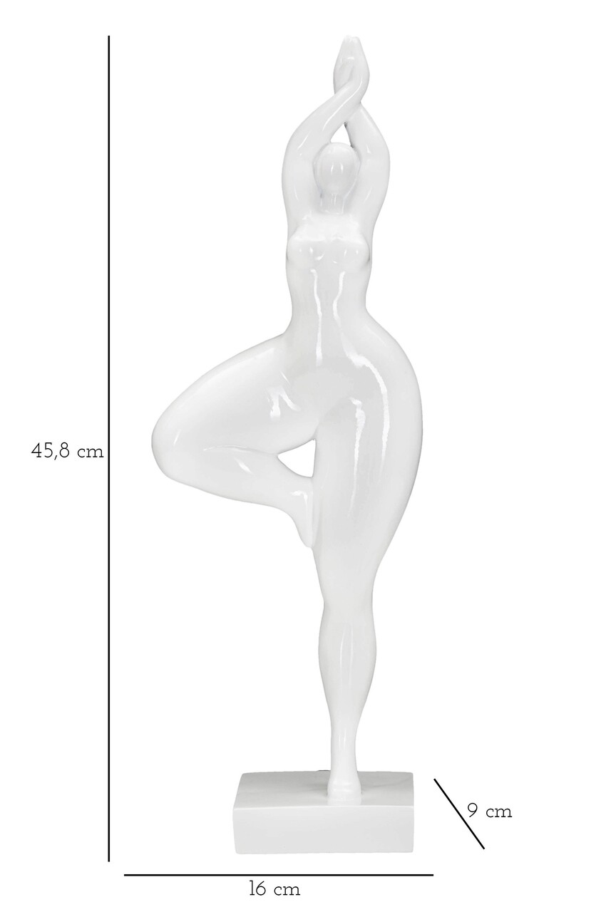 Statueta decorativa, Woman Yoga, Mauro Ferretti, 16 x 9 x 45.8 cm, polirasina, alb - 1 | YEO