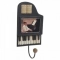 Cuier decorativ Piano, InArt, o agatatoare, 15.5 x 8 x 29.5 cm, metal, negru, alb, bej