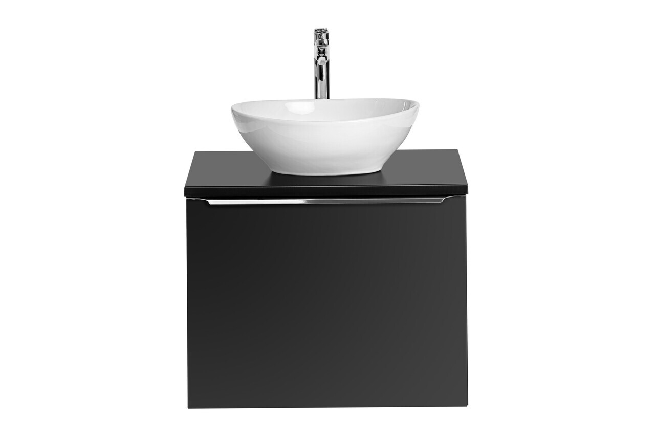 Set mobilier baie, dulap cu lavoar, 60 cm Lola, Santa Fe Black, Comad, MDF/PAL laminat, negru mat — imaginea 2