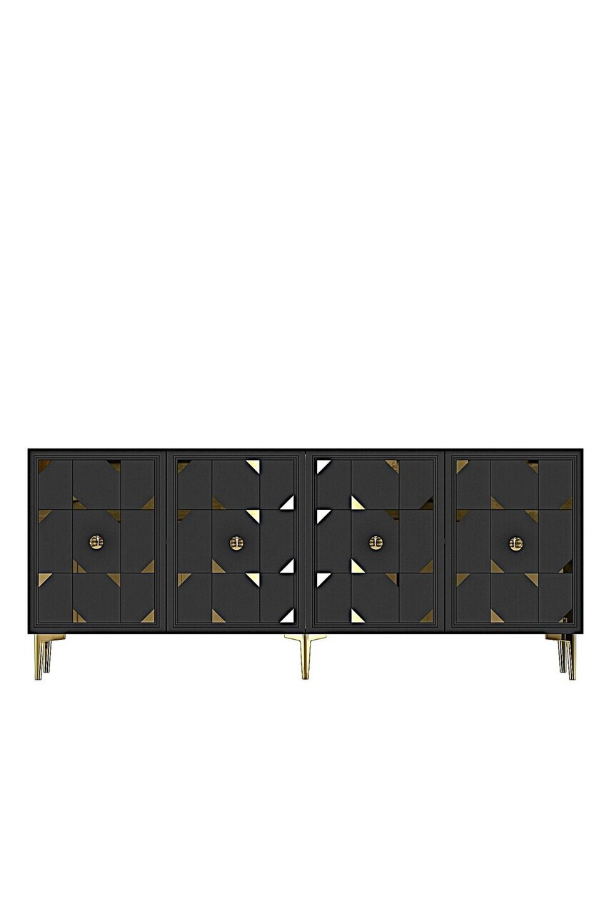 Consola, Hanah Home, Moka 180, 180x75x32 cm, Antracit / Aur — imaginea 5