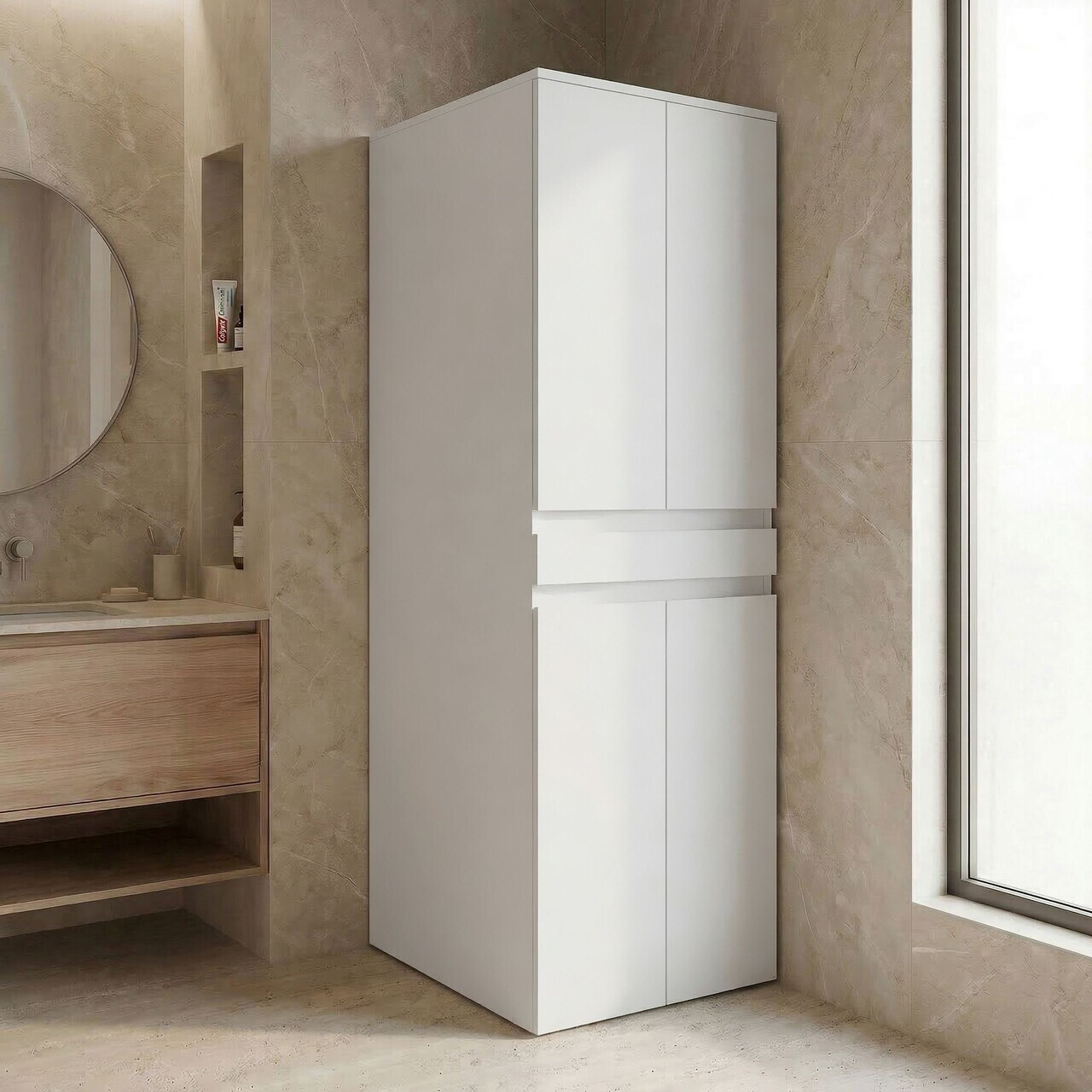 Dulap masina de spalat, Hanah Home, Neve 70, Alb mat