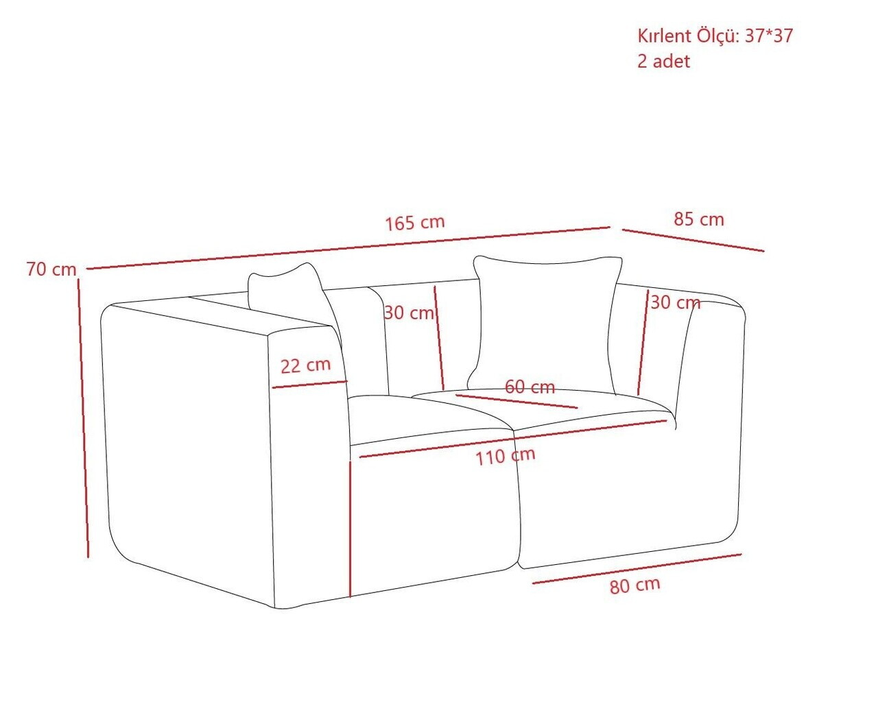 Canapea 2 locuri, Atelier del Sofa, 613LFS1123, Gri — imaginea 7