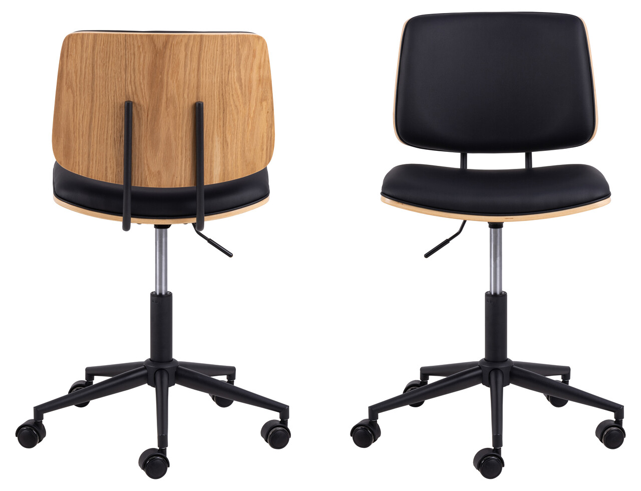 Scaun de birou Owen, Actona, 48.5x54x91 cm, rotativ, piele ecologica/otel, negru - view 7