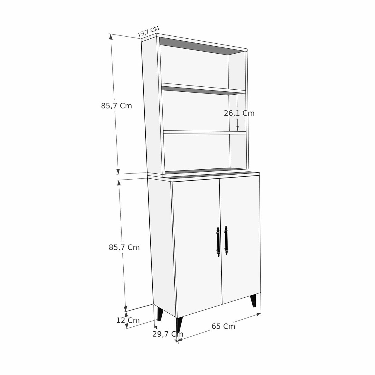 Corp biblioteca, Hanah Home, Oras, 65x183.4x32 cm, Pin Atlantic / Alb — imaginea 5