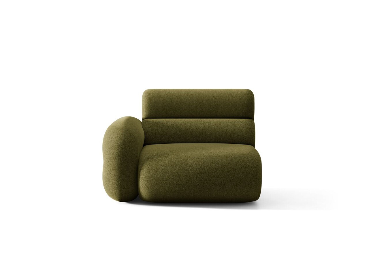 Modul canapea stanga 1 loc, Neo, Micadoni Home, 110x100x83 cm, tesatura Boucle, verde oliv inchis