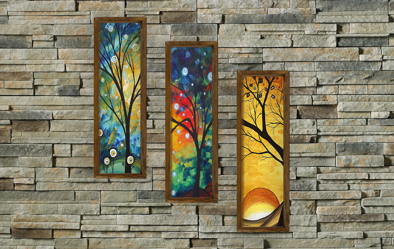 Set 3 tablouri decorative, KZM399, MDF, Imprimat UV, Multicolor