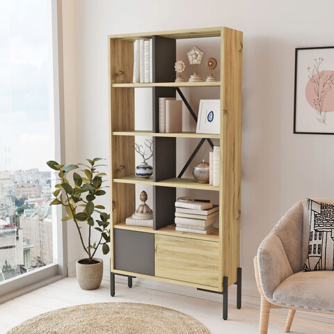 Corp biblioteca, locelso, bo1, 79.6x160x25.5 cm, pâslă / antracit
