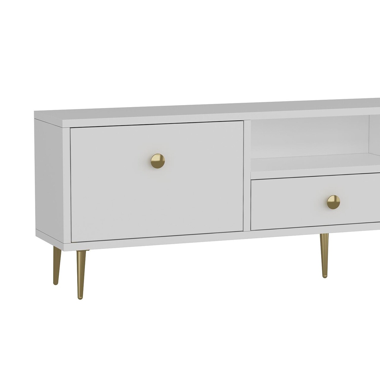Comoda TV, Hanah Home, 1307-DROP-1, 140x45x30 cm, PAL , Alb/Auriu - view 5