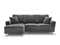 Coltar extensibil stanga 4 locuri, Moghan, Micadoni Home, GL, 241x145x88 cm, catifea, gri deschis