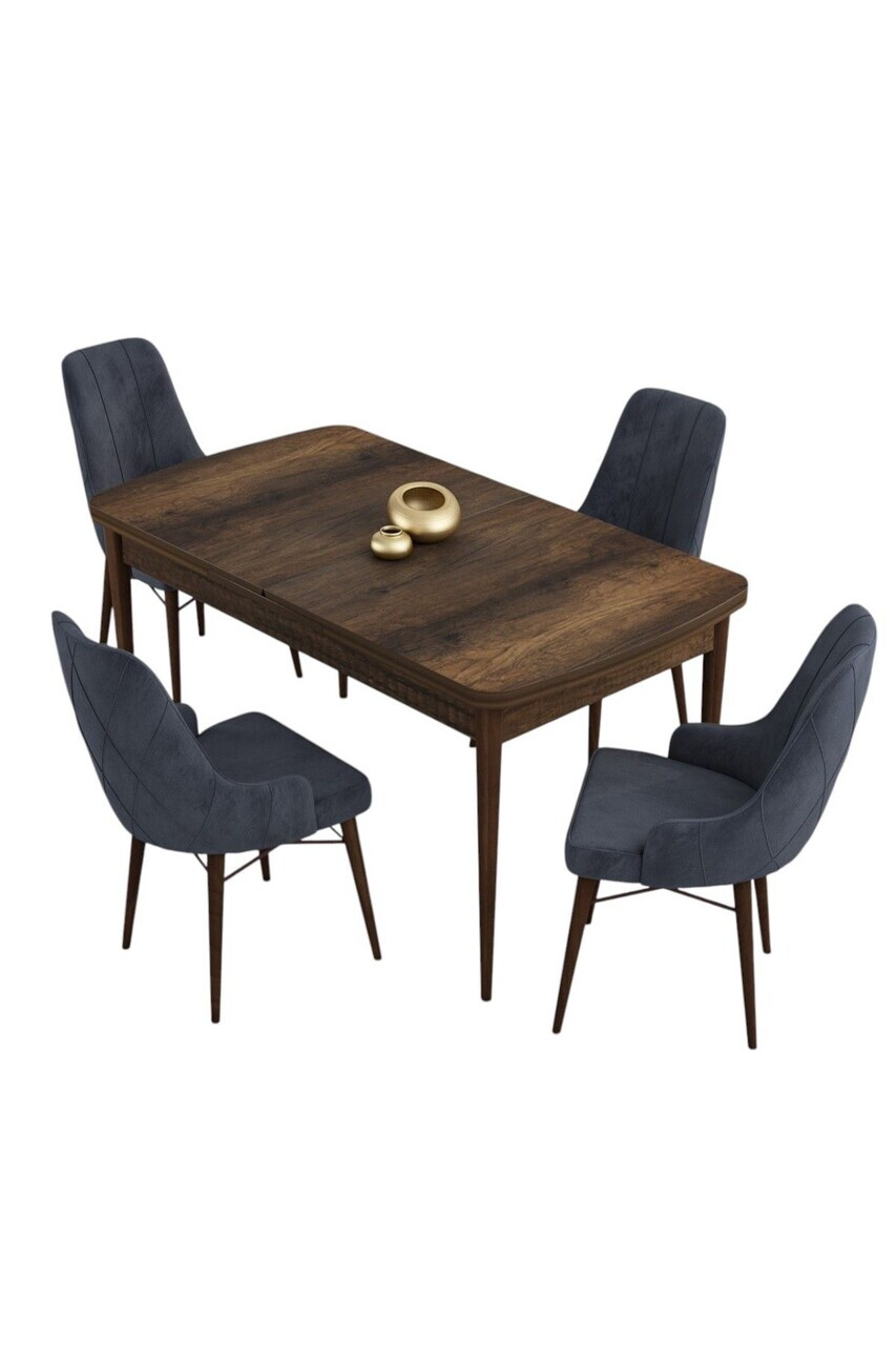 Set masa extensibila si scaune (5 piese), Hanah Home, Kar, Model baroc din lemn / Antracit — imaginea 2