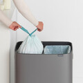 Cos de gunoi cu soft touch, Brabantia, Bo Touch Platinum, 2x30 L, 31.2x54.5x65.6 cm, otel, gri