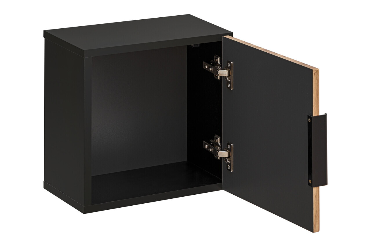 Dulap suspendat cu 1 usa, Xilo Black, Comad, 35x22x35 cm, MDF/PAL laminat, stejar wotan/gri piatra — imaginea 3