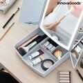 Oglinda LED pliabila 3 in 1 cu organizator de cosmetice, Panomir InnovaGoods, 38.5x33.5x29 cm