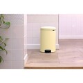Cos de gunoi cu pedala, Brabantia, NewIcon Mellow Yellow, 20 L, 38x29x46.7 cm, otel, galben pastel