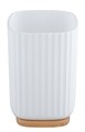 Suport periute si pasta de dinti, Wenko, Rotello, 8.5 x 11 x 8.5 cm, plastic/bambus, alb/maro