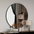 Oglinda decorativa, Siam, Zeos, 70x70x2.2 cm, MDF , Negru