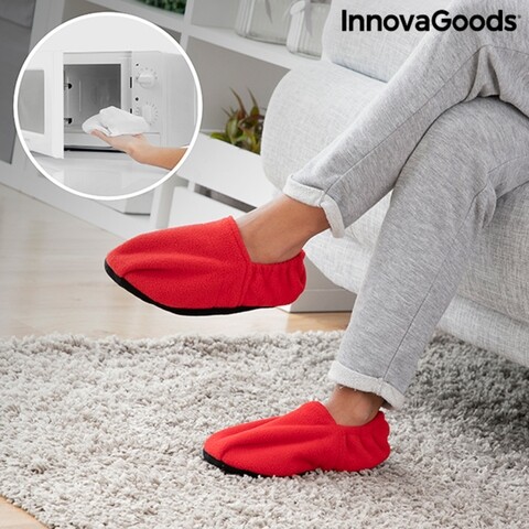 Papuci de casa cu posibilitate de incalzire in cuptorul cu microunde InnovaGoods, rosu InnovaGoods imagine 2022 by aka-home.ro