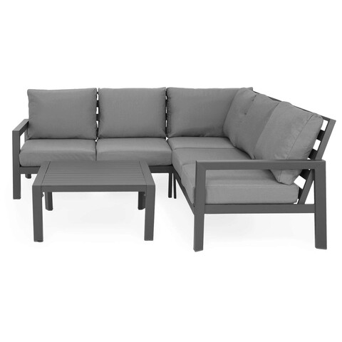 Set coltar si masuta pentru gradina/terasa Matzo, aluminiu, negru/gri