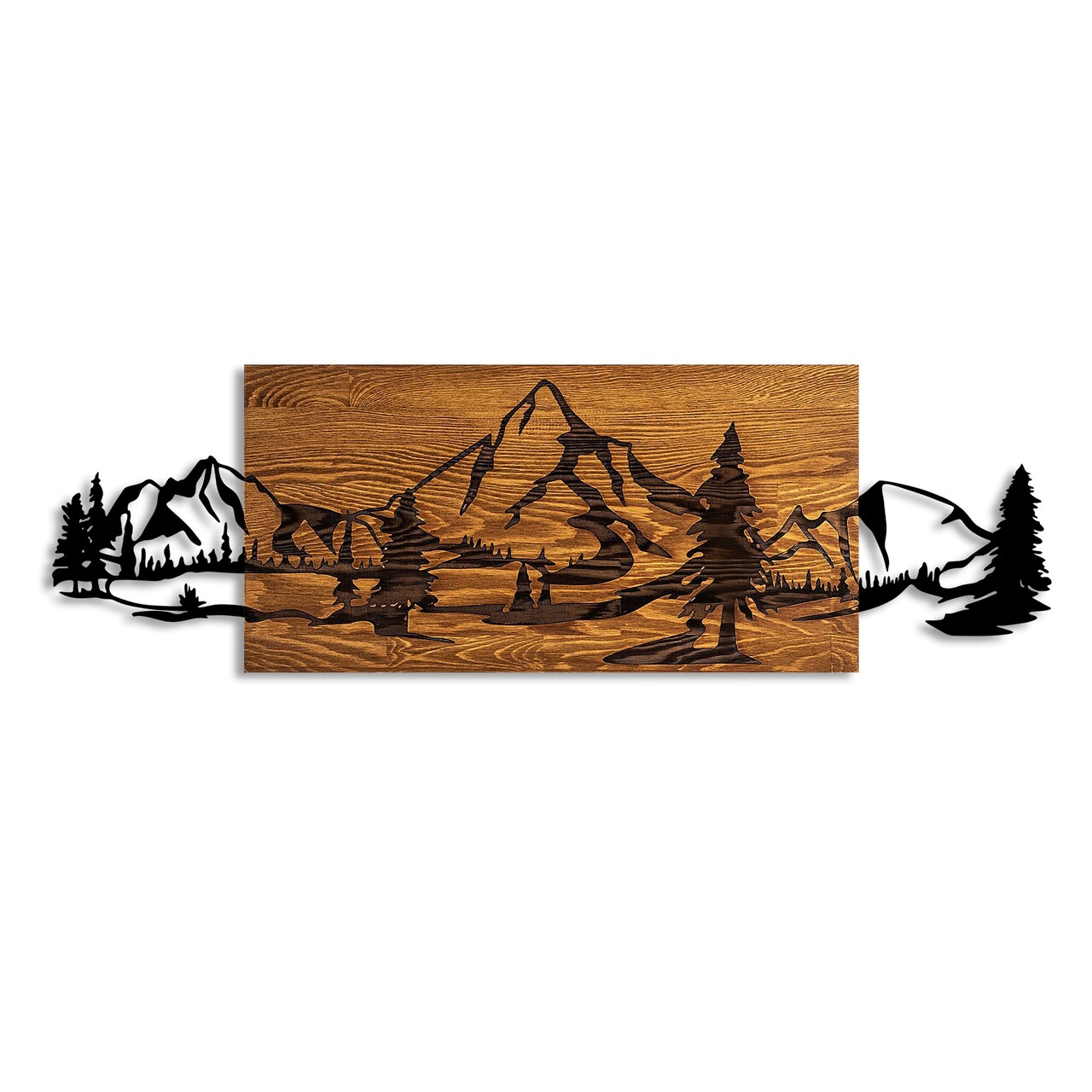 Decoratiune de perete, Mountain Range, Dimensiune: 30 x 95 cm, Nuc / Negru - view 5