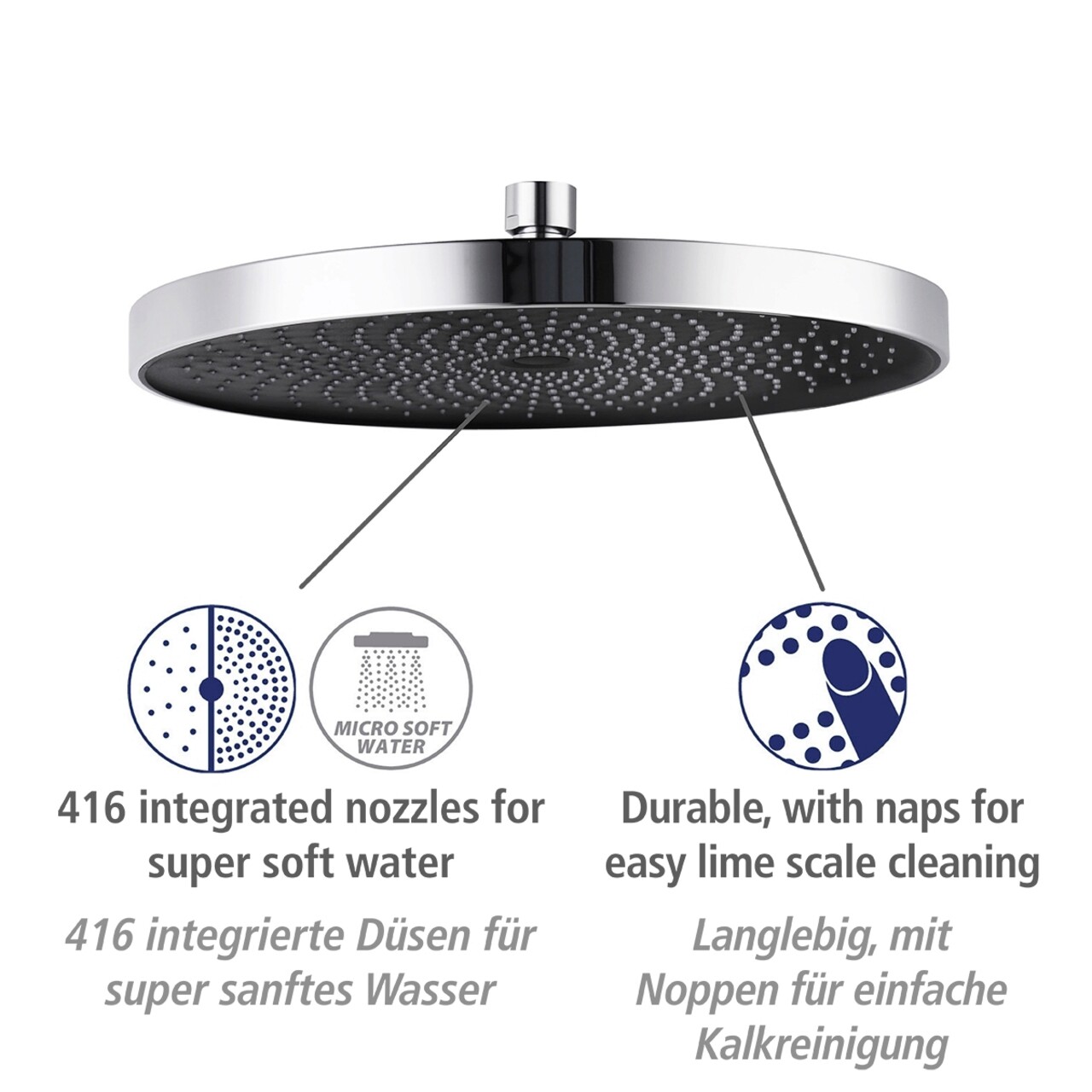 Cap de dus superior, Wenko, Soft Shower, Ø 26 cm, plastic, gri/negru - view 11