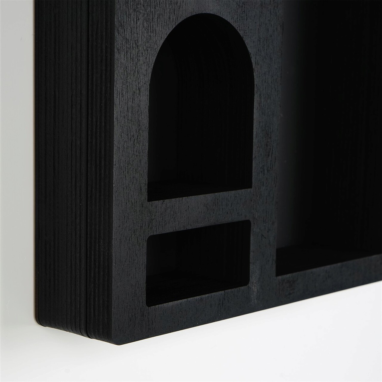 Raft de perete, Evila Originals, Cry004-S, 26x40x6 cm, Lemn masiv, Negru