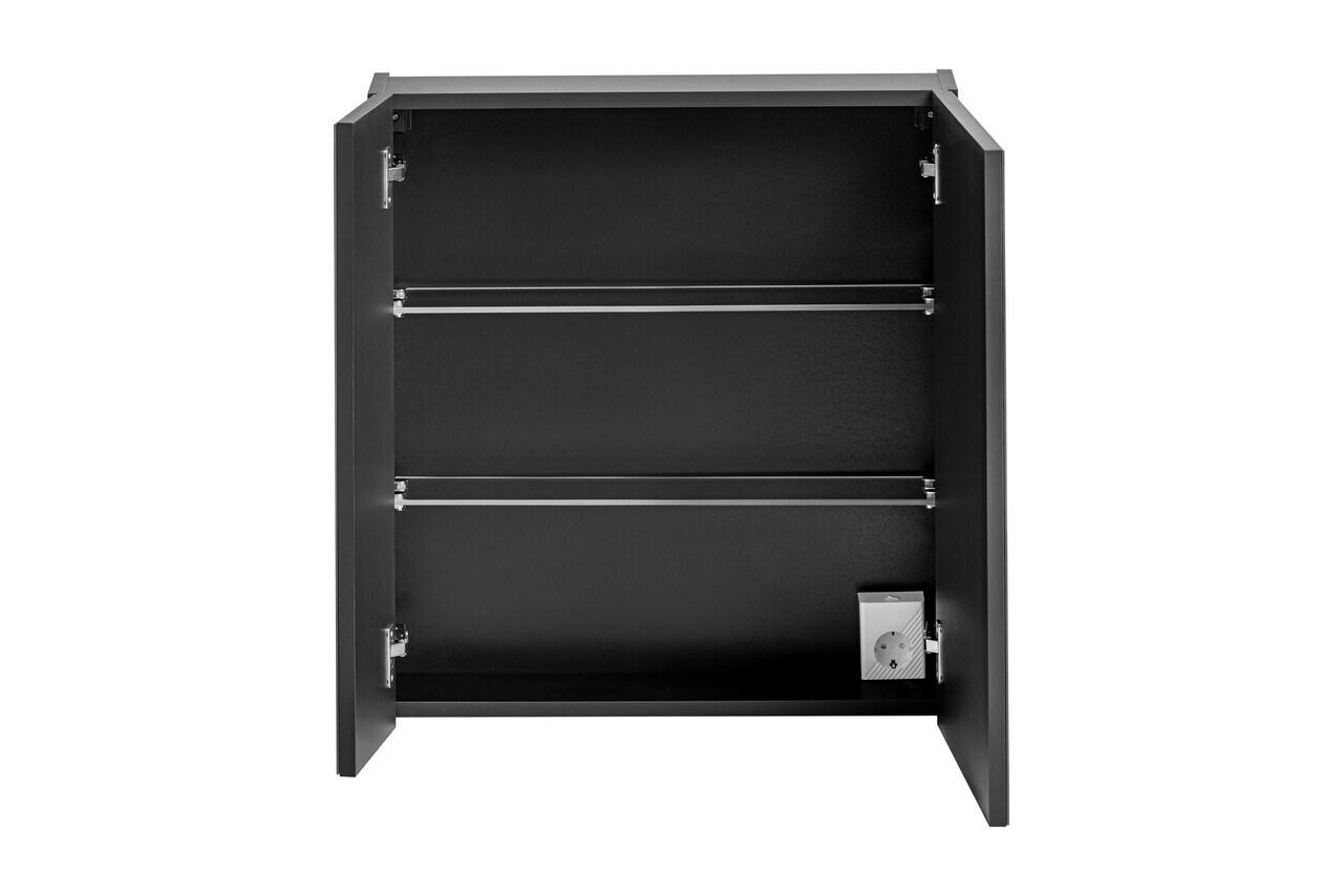 Cabinet cu oglinda si 2 usi, Santa Fe Black, Comad, 60x17x65 cm, PAL laminat, negru mat — imaginea 3
