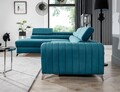 Coltar extensibil stanga 4 locuri, ELTAP, Lau-21, Laurence, 278x205x92 cm, lemn/poliester, turcoaz