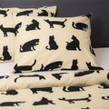 Lenjerie de pat dubla Poes, Homla, 3 piese, 160x200 cm, bumbac, bej/negru