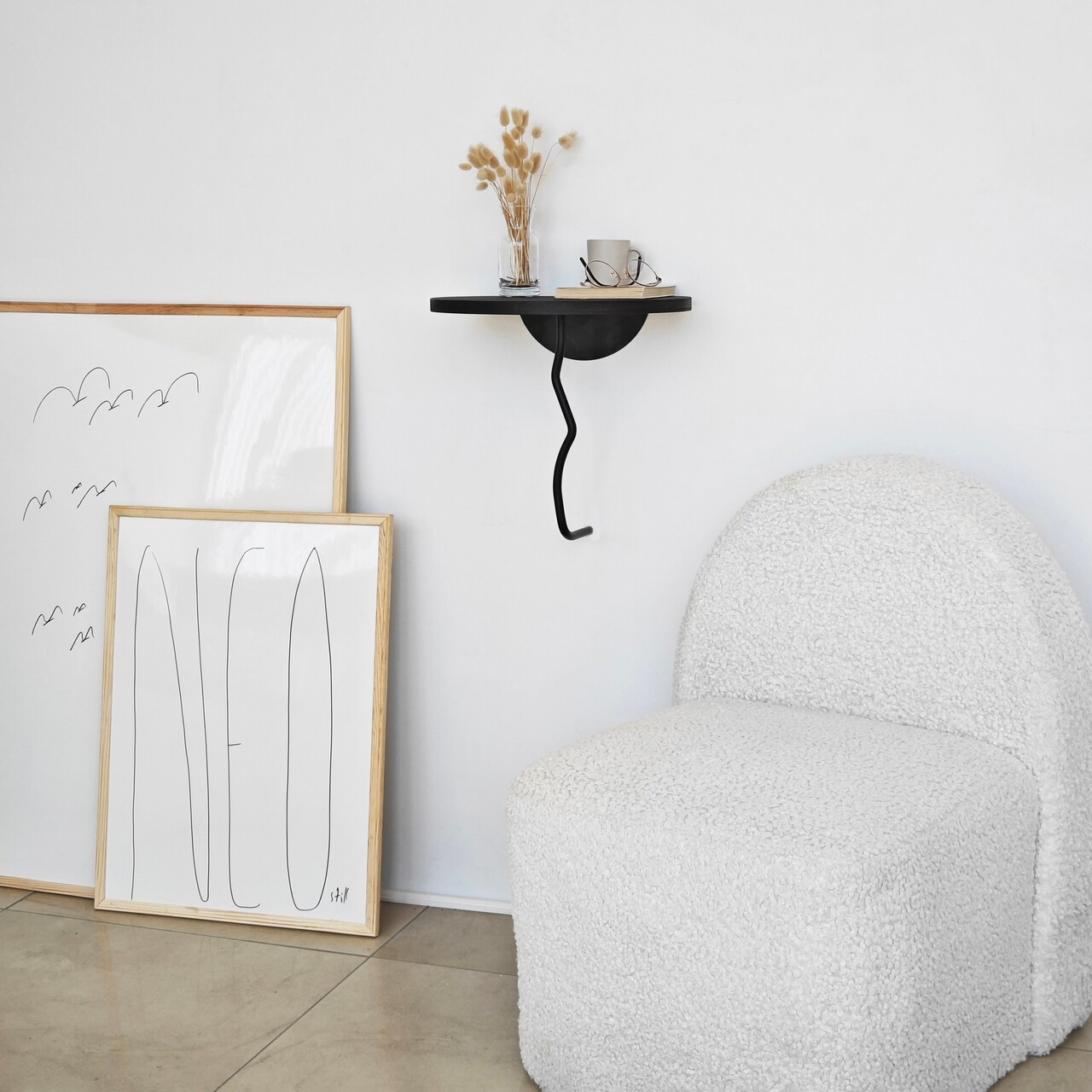Raft de perete, Neostill, Leo, 35x35 cm, Lemn masiv, Negru / Antracit - 1 | YEO