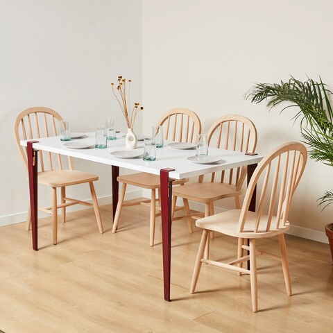 Masa, Logg, Pineios, 150x75x75 cm, Alb / Burgundia Logg