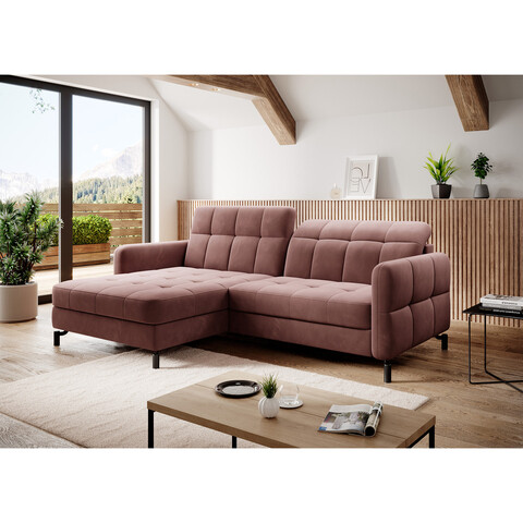 Coltar extensibil stanga 3 locuri ELTAP, Lore-142, Lorelle, 225x160x105 cm, lemn/poliester, roz