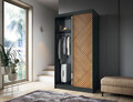 Dulap pentru haine cu oglinda ELTAP, Marrphy II, 120x60x220 cm, MDF/ABS, negru/maro