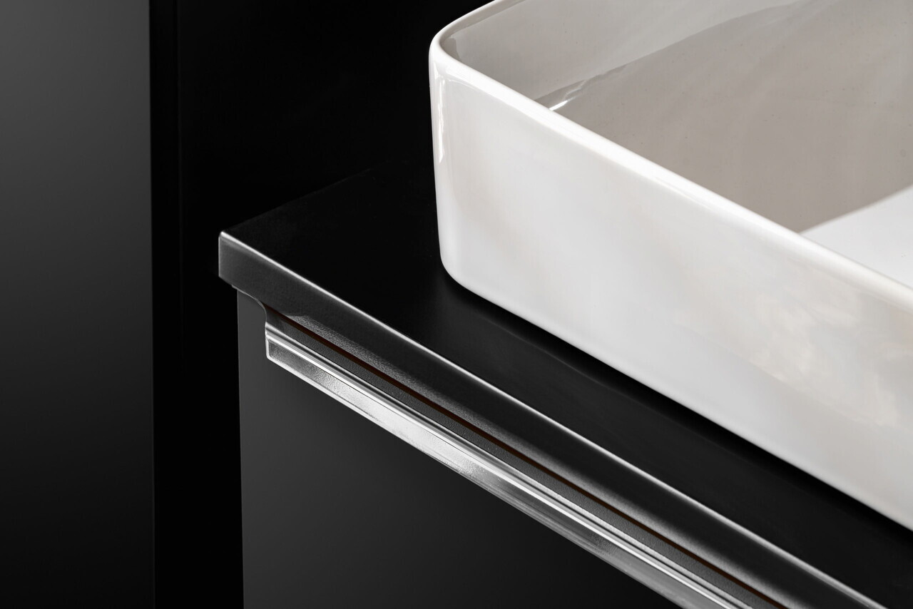 Set mobilier baie, dulap cu lavoar, 60 cm Lola, Santa Fe Black, Comad, MDF/PAL laminat, negru mat — imaginea 11
