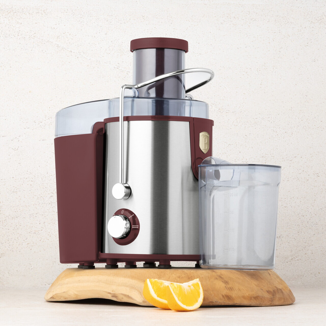 Storcator de fructe Berlinger Haus, Leonardo, 500W, 600 ml, inox, visiniu mat/argintiu - imagine 2