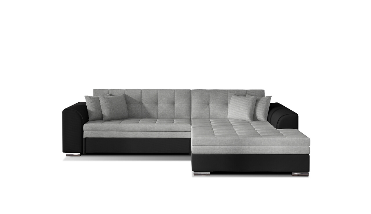 Coltar extensibil dreapta 4 locuri, ELTAP, Sorento, 296x194x78 cm, lemn/poliester, gri deschis/negru - 1 | YEO