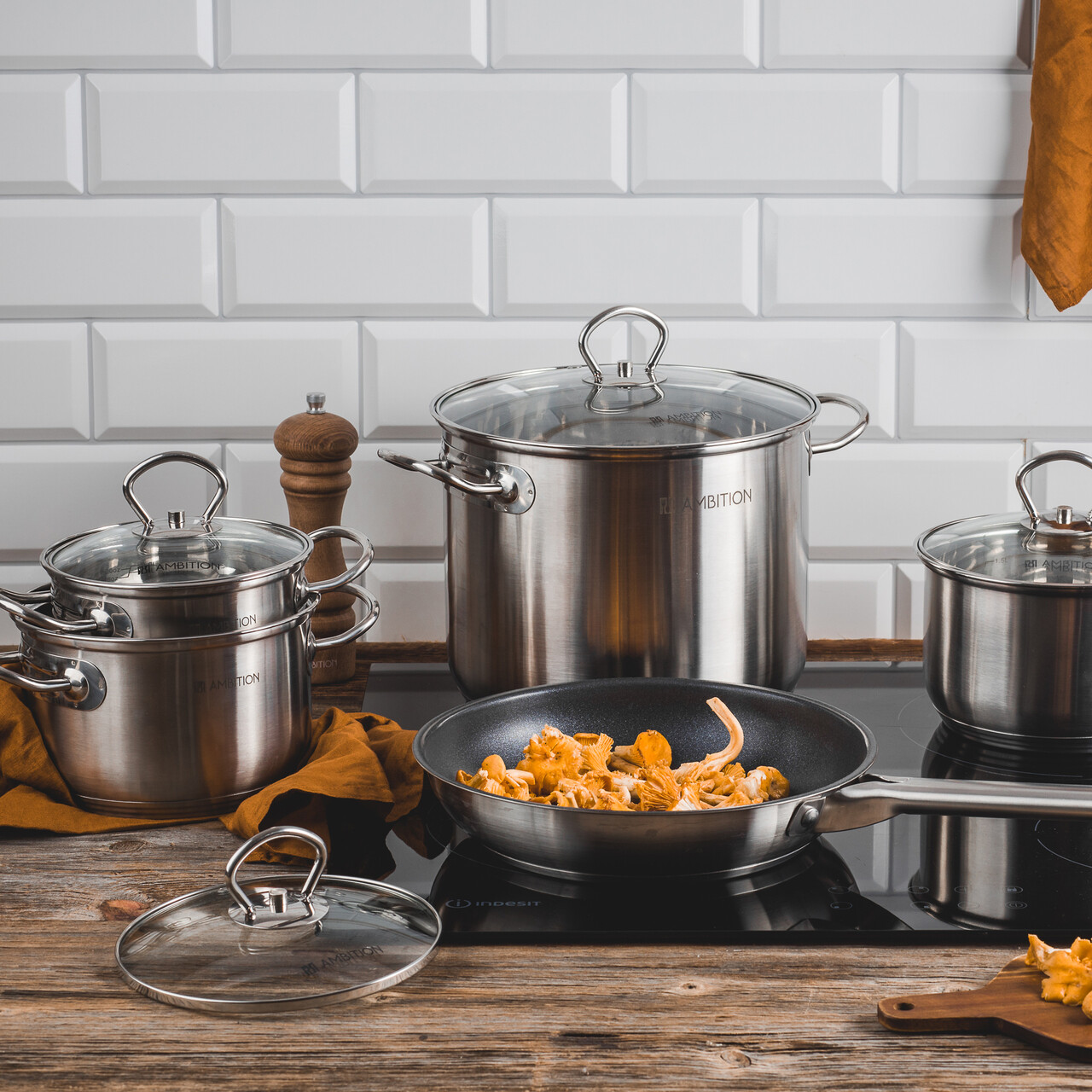 Oala inalta cu capac Acero, Ambition, 32 cm, 19 L, inox/sticla, argintiu - imagine 2