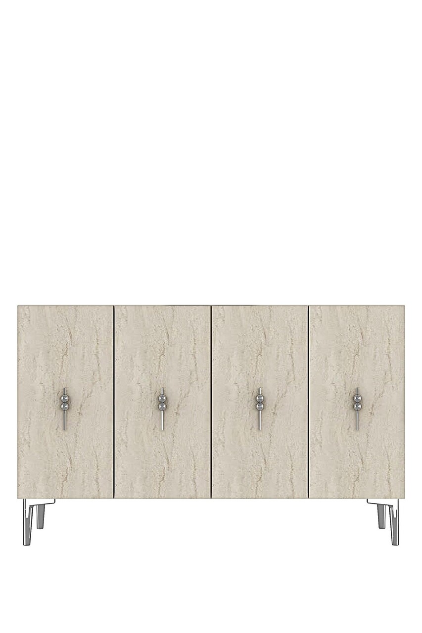 Consola, Hanah Home, Salkım 120, 120x79x32 cm, White / Travertine / Silver - view 5