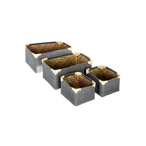 Set 4 cosuri pentru depozitare, 140391B, hartie/rachita, gri