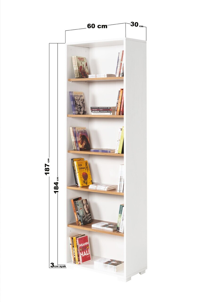 Corp biblioteca, Hanah Home, Evm 8121, 60x187x30 cm, PAL, Alb/Maro — imaginea 4