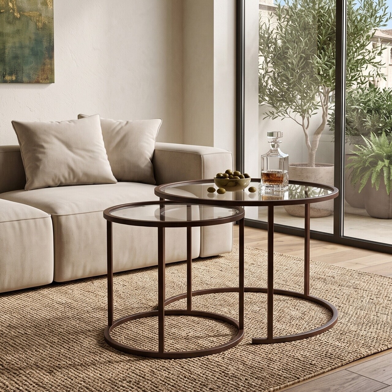 Set masute de cafea, Hanah Home, Brown-Trs-60-42-Nrd-Srk, Maro — imaginea 3