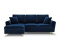 Coltar extensibil stanga 4 locuri, Moghan, Micadoni Home, GL, 241x145x88 cm, catifea, albastru regal
