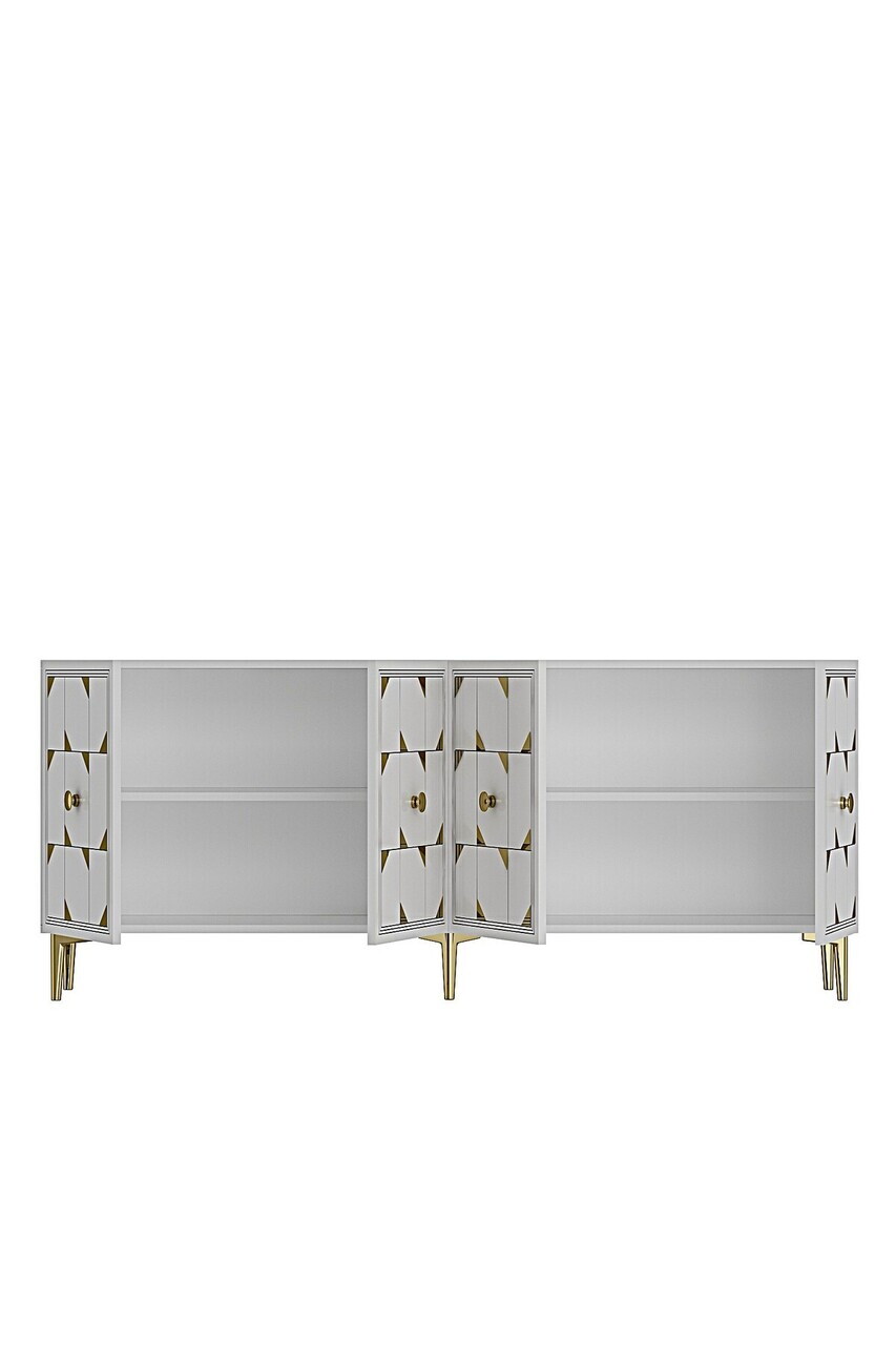 Consola, Hanah Home, Moka 150, 150x75x32 cm, Alb/Auriu — imaginea 6