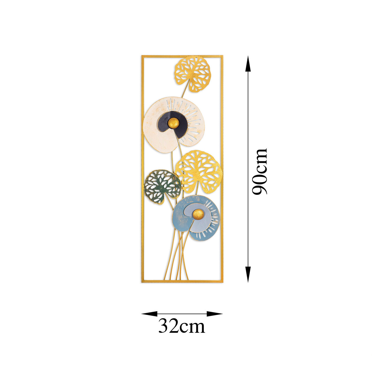 Decoratiune de perete, Grape Vine 3, Metal, Dimensiune: 32 x 90 cm, Multicolor