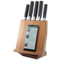 Set cutite 6 piese, Zokura, suport rotativ + suport tableta, inox/lemn acacia